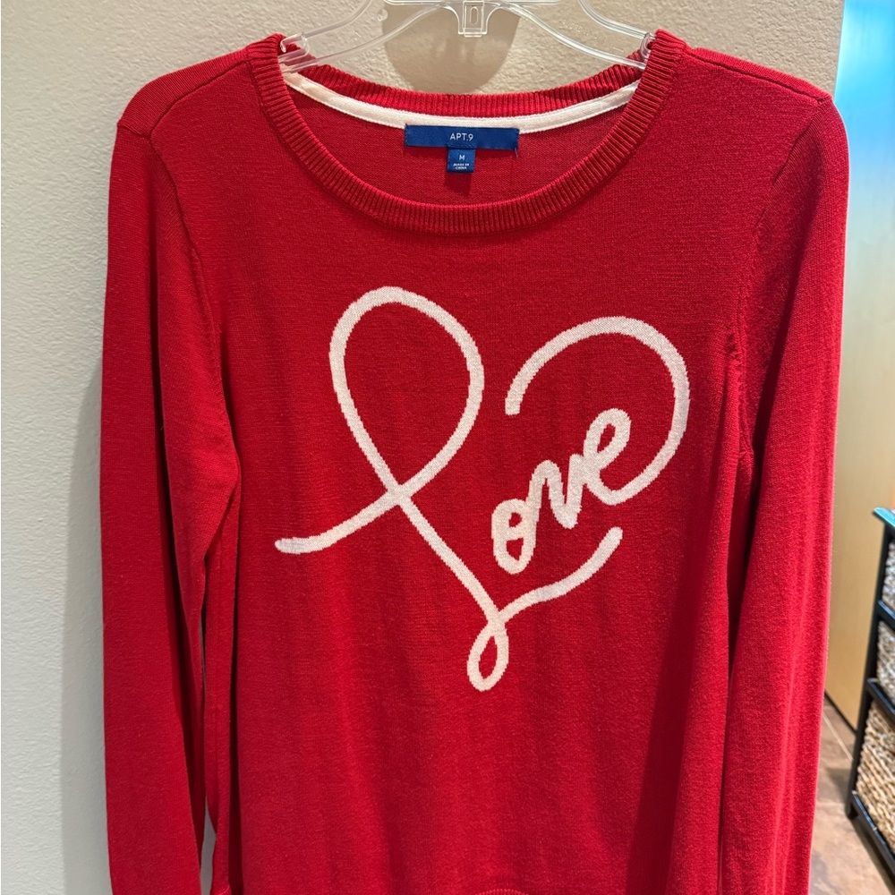 ✨EUC✨ Apt 9 - Red “Love” Sweater